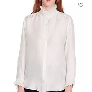 Sandro 100% Silk Ecru Blouse